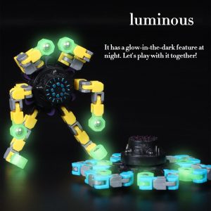 luminous  Transformable Fidget Spinners 4 Pcs for Kids and Adults Stress Relief Sensory Toys for Boys and Girls Fingertip Gyros for ADHD Autism for Kids Gifts Easter Basket Stuffers (Fidget Toys 4pc)